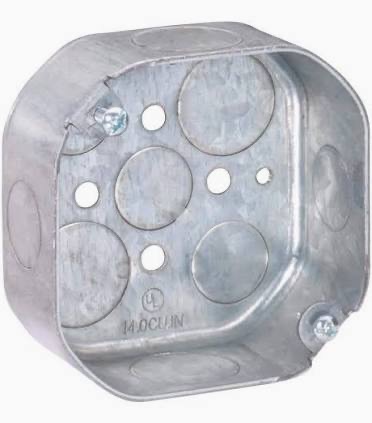 4" Steel Metallic Octagon Box with 1/2 And 3/4 KO's